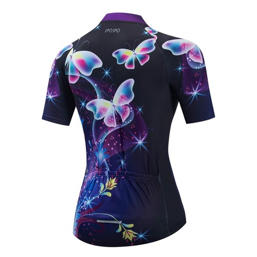 JPOJPO Women's Cycling Jersey Short Sleeve Bike Clothing Reflective 3-Pockets