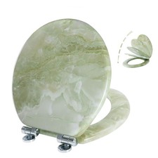 Angel Shield Marble Toilet Seat Durable Molded Wood with Quiet Close, Easy Cl...