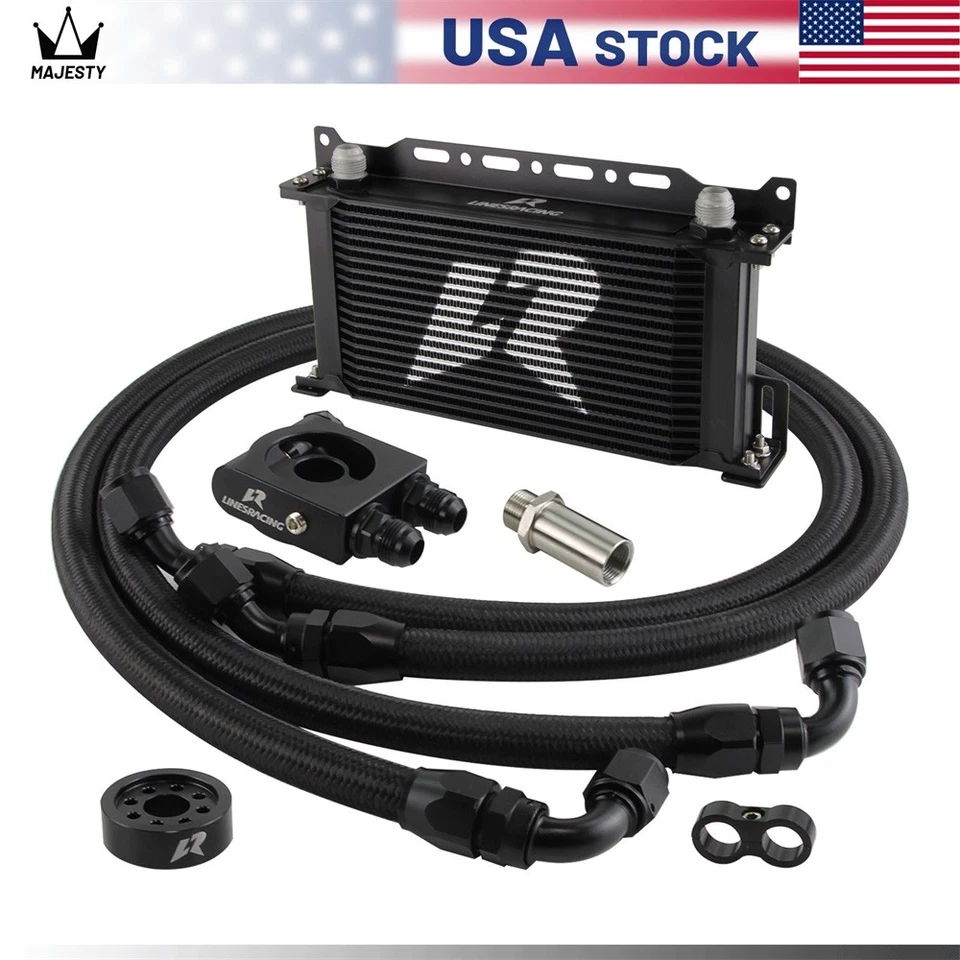 19 Row Oil Cooler Kit Thermostatic For Subaru BRZ Scion FR-S FA20 2013+ Black Foto 2 de 4