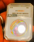 1879 P MORGAN SILVER DOLLAR FULL RAINBOW TONING PCI .