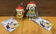 Kurt Adler Bluey  Bingo Santa Hat Christmas Ornament Figure Lot of 2 NOSEFLAW