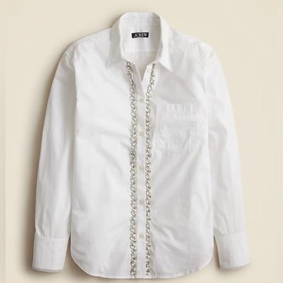 J. Crew Women s Embellished garçon Shirt Tulle Cotton Poplin Size 16 NWT #CF452