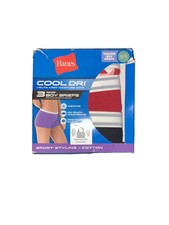 Hanes Cool Dri Womans Tagless Boy Briefs Size 5 Small 3-Pack 