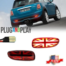 Red Union Jack LED Rear Fog Lamps for 06-15 Mini Cooper R56 R57 R58 R59 S JCW 2X