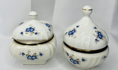 Set  2 VTG HAND PAINTED FOR PERUGINA BY AURORA FIRENZE ITALIA SQUARE TRINKET BOX