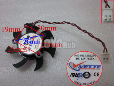 Ventilateur GPU VETTE A5010L12S (ZP) 45mm 12V 0.08A 2 Broches - Pour Carte Graphique Sapphire HD4350/HD4550 - 6