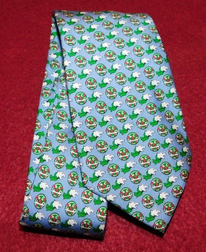 BOY'S VINEYARD VINES NEW CANAAN WINTER CLUB LIGHT BLUE/GREEN SIGNATURE MOTIF TIE - Picture 2 of 3
