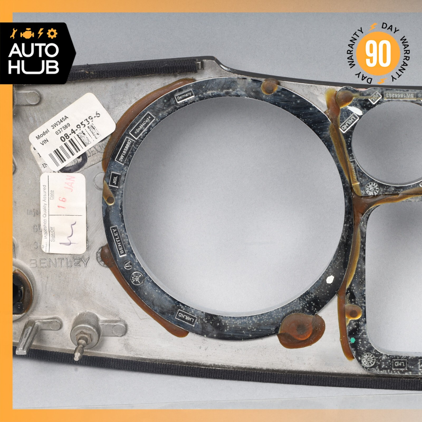 03-13 Bentley Continental GT GTC Dash Panel Speedometer Bezel Wood Trim OEM