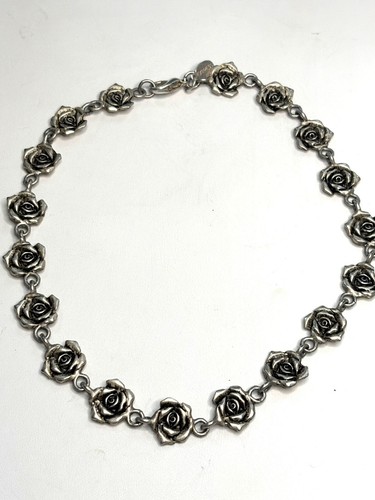 Express Silver Rose Link Necklace Vintage-Inspired Elegant Floral Design For Wom - Picture 10 of 10