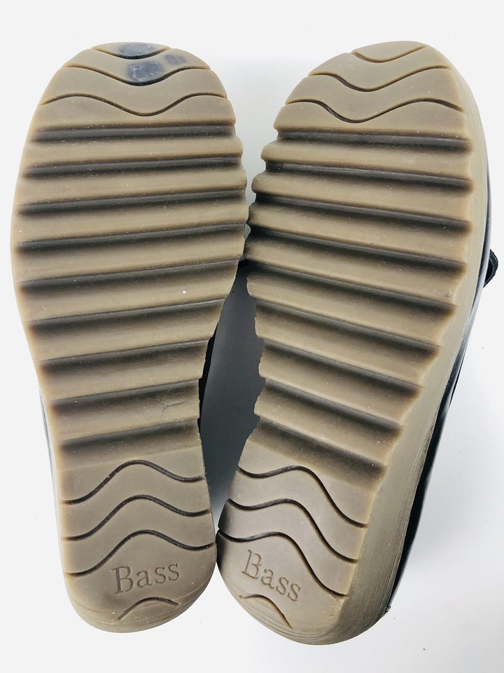 G. H. Bass Womens 8.5 East Hampton Leather Boat Shoes Black Slip On