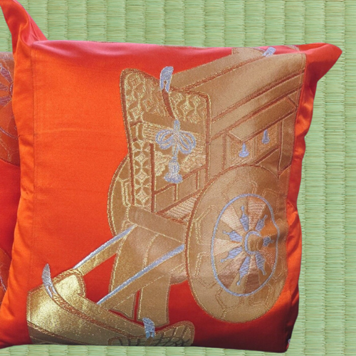 Handmade silk used obi remake cushion cover 2 pieces No.1 - Picture 3 of 12