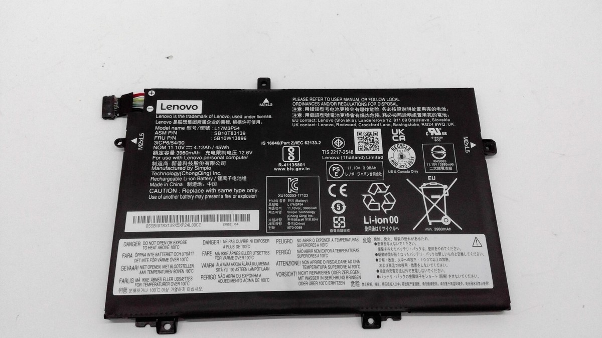 LENOVO THINKPAD L14 GEN 1 LAPTOP BATTERY 11.10V 3980mAh 45Wh
