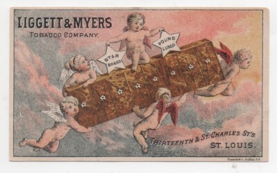 1890s Trade Card for Liggettt & Myers Star Tobacco showing Cherubs &  Tobacco
