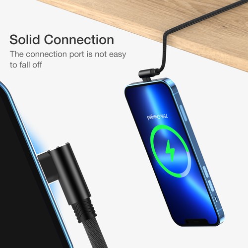 1M 2M 3M 90 Degree Fast Charging Charger USB Data Cable Cord For iPhone iPad iOS - Picture 8 of 16