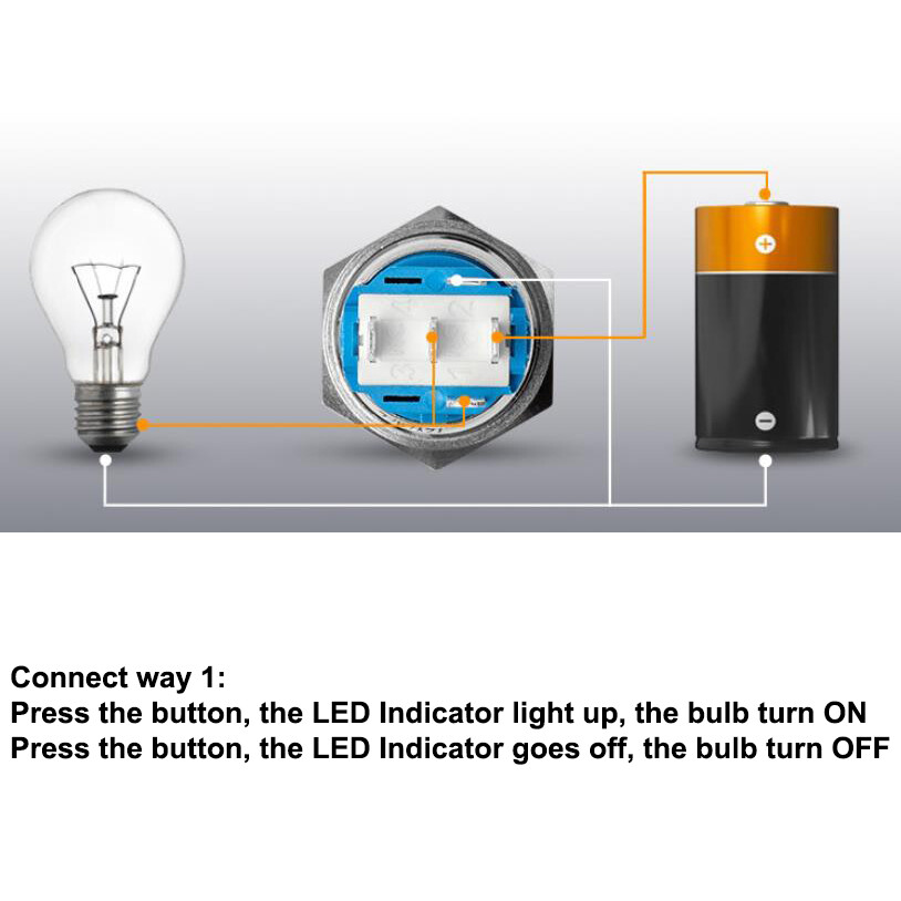 22mm Waterproof LATCH ON/OFF Stainless Steel Latching Push Button ...
