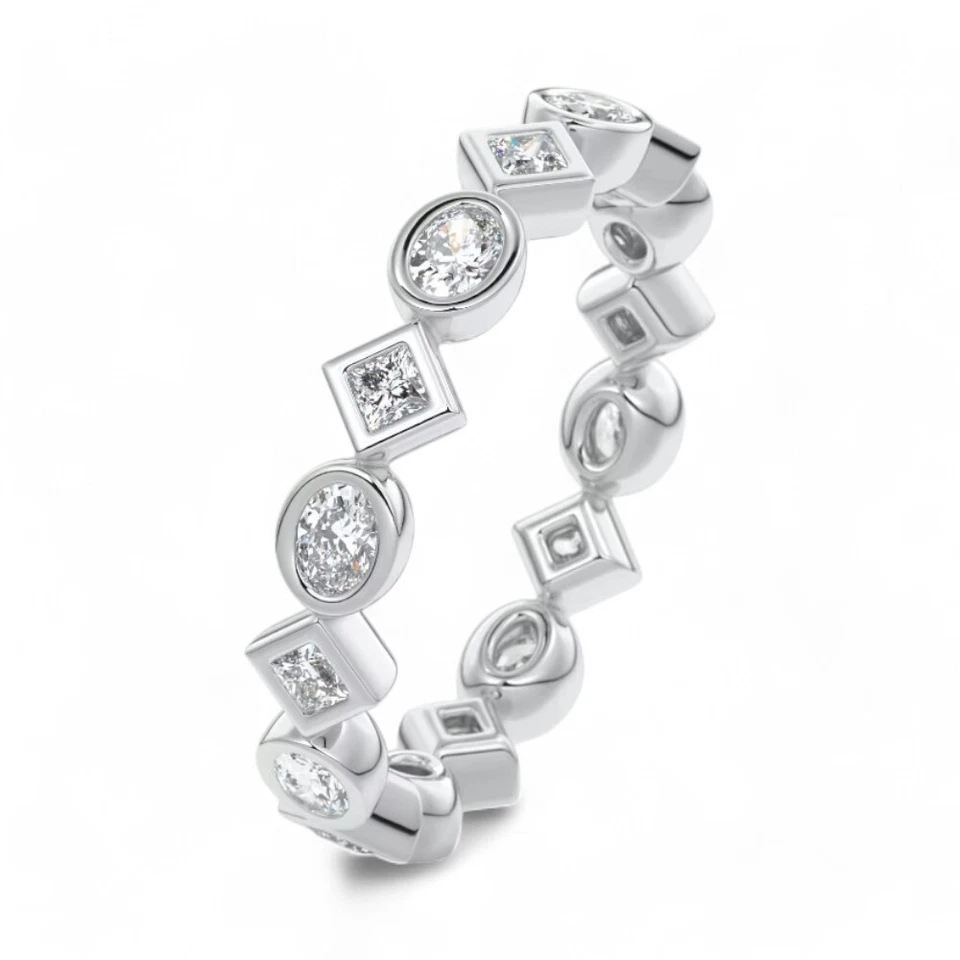 Engagement Diamond Eternity Band Oval Lab Grown 1.00 Carat 18k White Gold Size 6 - Image 3 of 4