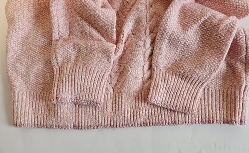 NWT Crewcuts Pink Cable Knit Sweater Cotton Blend J.Crew Heart Size XL 12 14 - Picture 5 of 9