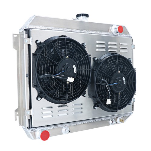 3Rows Aluminum Radiator Shroud Fan Fit 1968-1973 Dodge Plymouth Mopar V8 AT - Foto 1 di 7