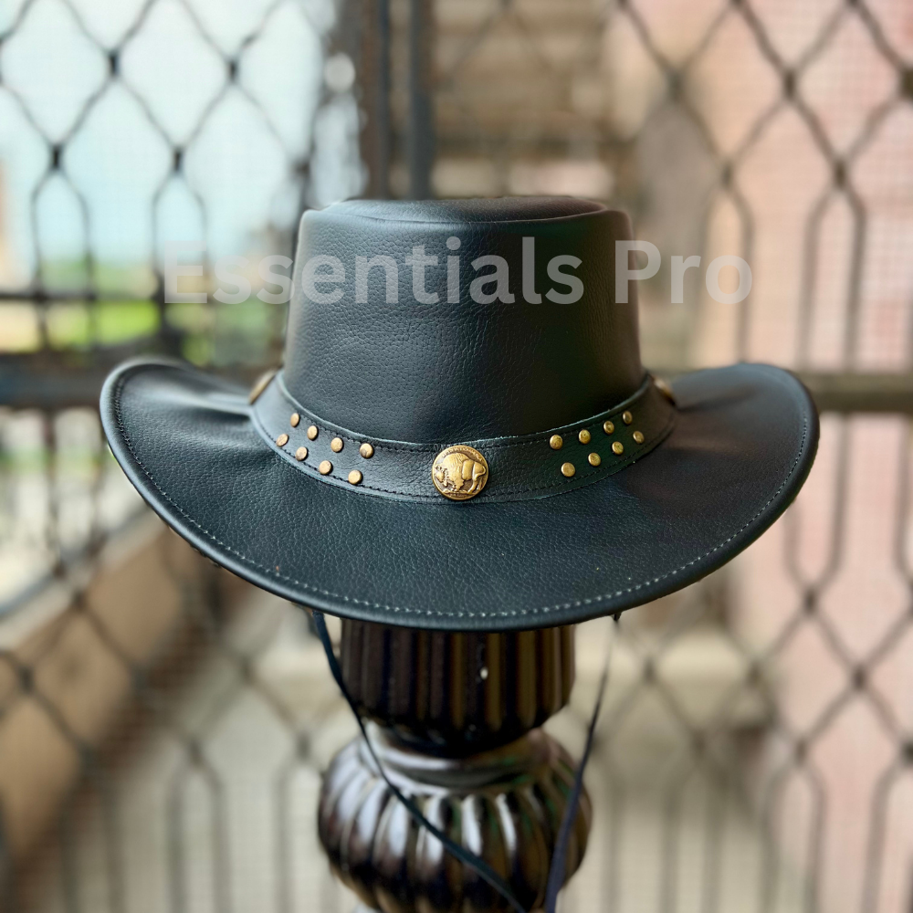 ウォンバット's shop Wombat Black Leather Hat The Wilds Full Grain Leathers Australian