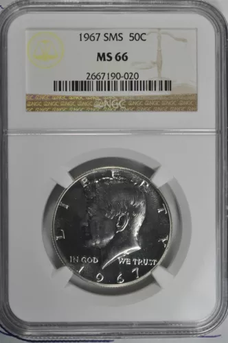 1967 SMS 40% Silver Kennedy Half Dollar NGC MS 66 SMS 40% Silver