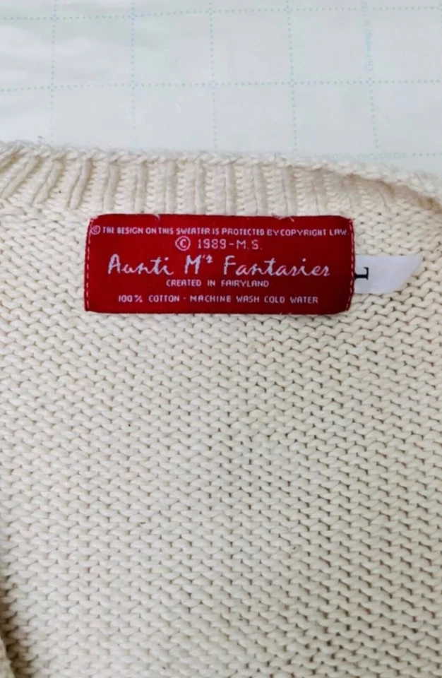 Vintage 1989 Aunti M's Fantasies The Wizard Of Oz Child L 3D Cardigan Sweater - Image 2 of 4