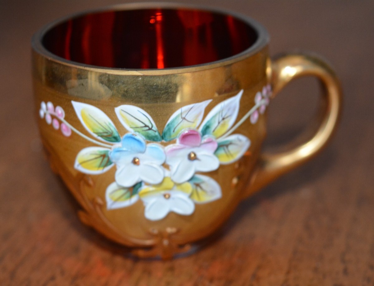 VTG Bohemia Hass Demi-tasse Cup & Saucer Gold & Porcelain