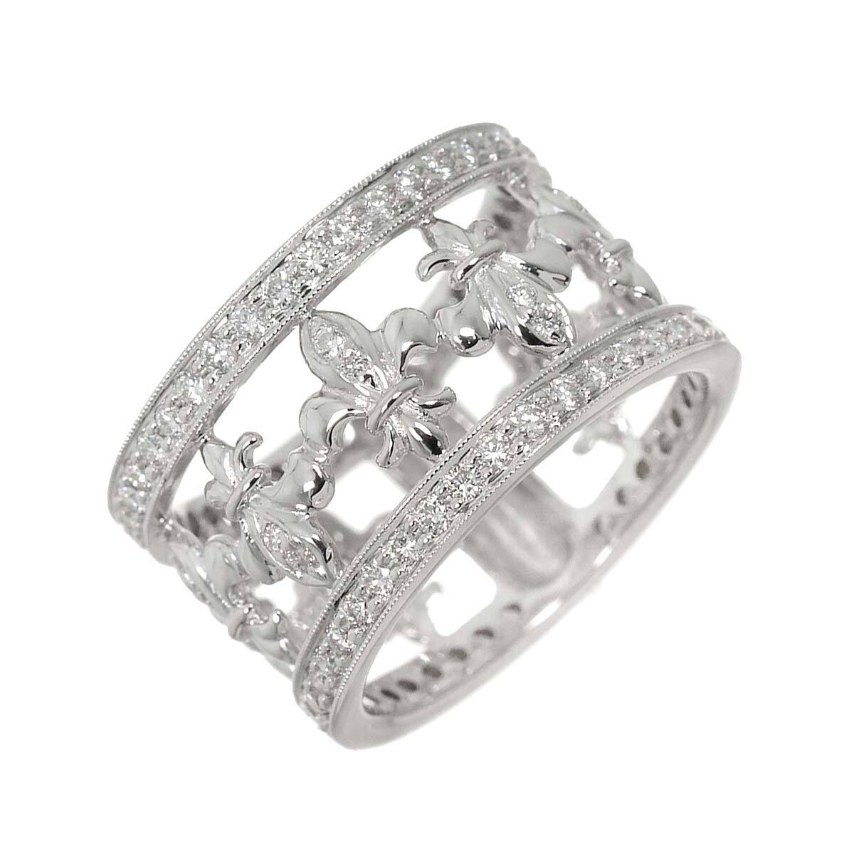 Diamond 0.90ct Ring 18K K18 WG White Gold size6.25-6.5(US