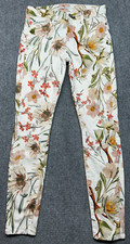 7 For All Mankind Jeans Womens 26 Ivory Floral Ankle Skinny 5 Pockets Stretch