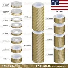 Roll Vinyl Pinstriping Pin Stripe Adhesive Tape Sticker CARBON FIBER DARK GOLD