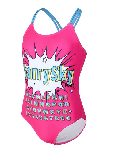 Kids Girls Swimsuit Leotard Swimwear Open Back Beachwear Training One-piece - Picture 59 of 68
