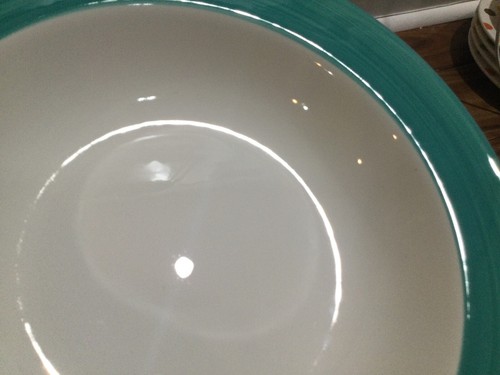 4 Tre Ci Pasta Soup Bowl Handpainted Italy aqua teal rim color brushed 8.25”x2” - Picture 3 of 10