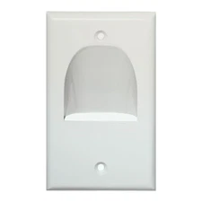 Inverted Pass Through Wall Plate Single Gang Ivory - Cable Management Wall Cover