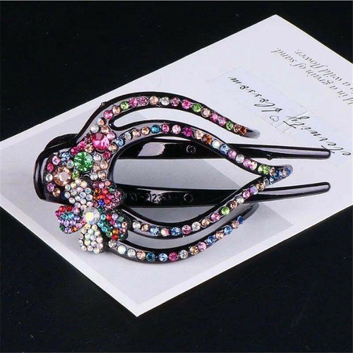 Elegant Large Hair Clip Claw Hairpin Flower Crystal Rhinestone Women Accessories - Picture 24 of 32