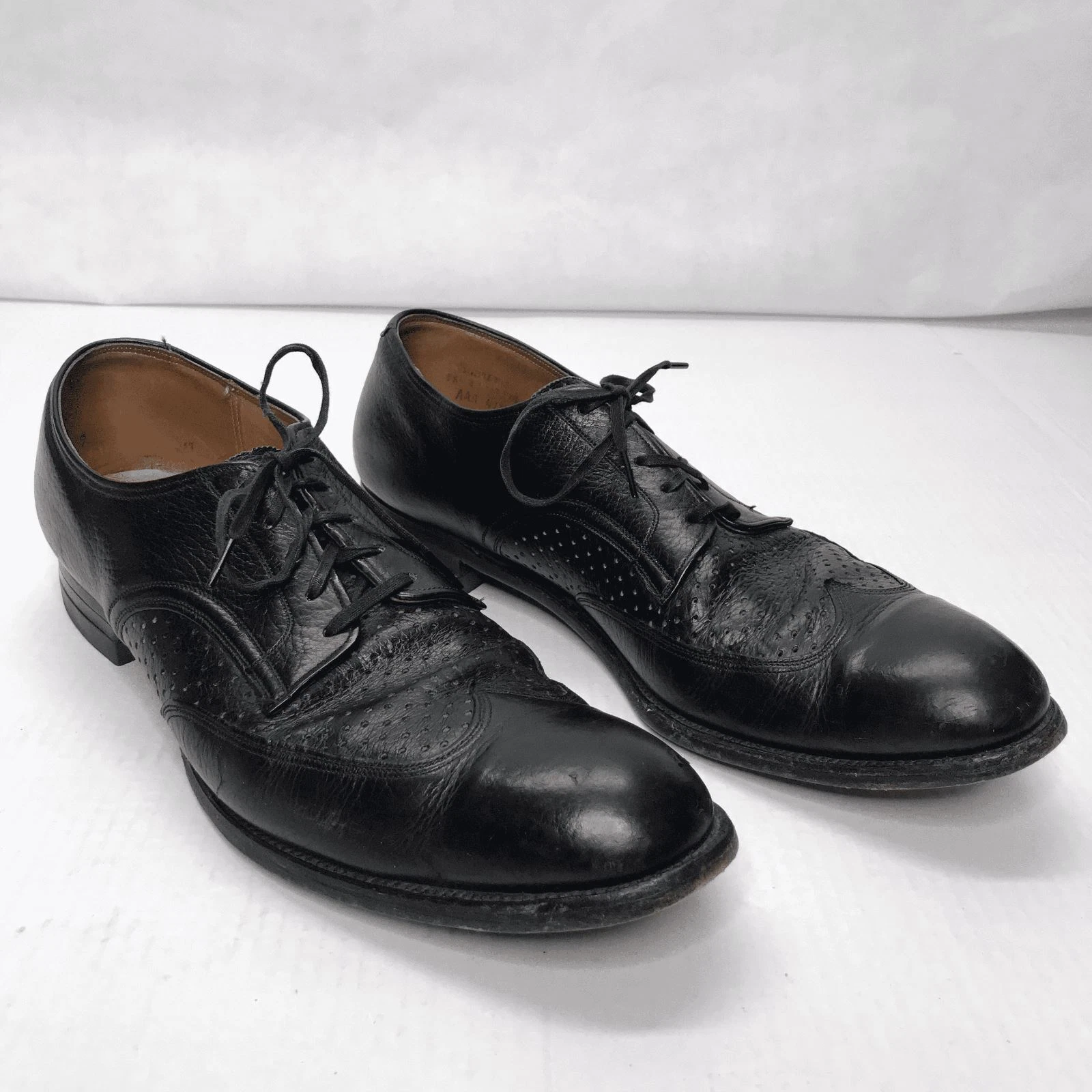 Scarpe eleganti Foot So Port Supreme a coda di rondine da uomo 13AAA in pelle nera stringate vintage