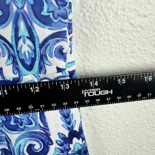 Abito TALBOTS taglia 4 blu bianco floreale estivo quadrato canotta midi linea A zip - Foto 14 di 14