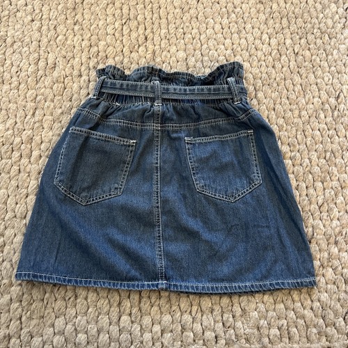 Cotton On Blue Denim Paper Bag Tie Waist Denim Mini Skirt Size 10 - Picture 2 of 2