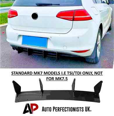 For VW Golf MK7 TSI TDI Rear Blade Shark Fin Diffuser Spoiler Splitter Body Kit
