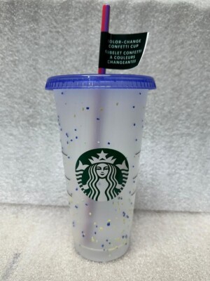 Starbucks Summer 2023 Plastic Reusable Confetti Color Changing Cold Cup 24 Fl Oz