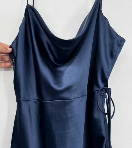 Abito midi slip in raso di miele alla moda Nova Miss taglia L colore navy - Foto 4 di 6