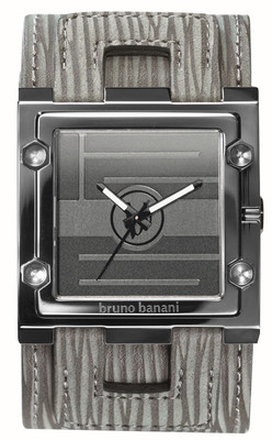 BRUNO BANANI Jumbo Herrenuhr BELINU BR25875 Edelstahl anthrazit,Band grau-grün 