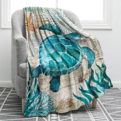 3D Ozean Decke Meeresschildkröte Seahorse Wal Decke Flanelldecke Schlafdecke Neu