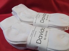 Mens socks ankle/quarter 100% cotton made in Italy 6 pairs davido white 9-11