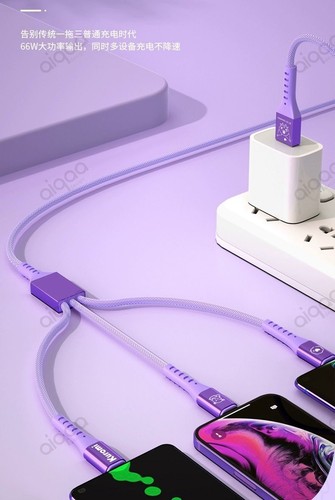 Sanrio Characters 3 in 1 Fast Charging Cable iPhone Andriod Type C 4ft 66W - Picture 3 of 17