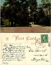 Indianapolis Indiana Brookside Park driveway Postcard Used (42154)