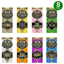 Billionaire H. Natural Wraps Rolling Papers TRIAL PACK COMBO (16 Wraps Total)