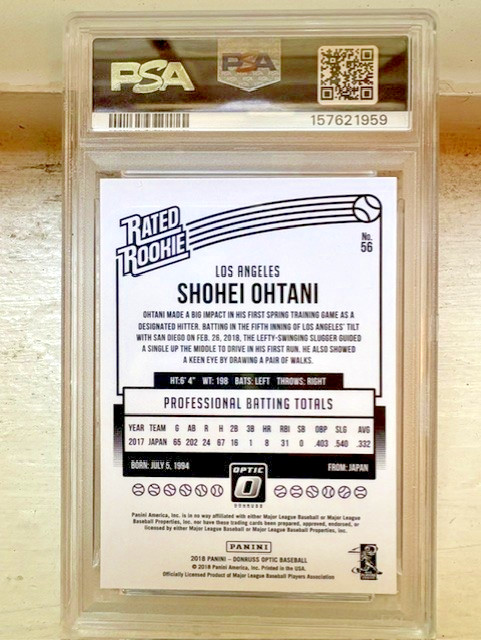 2018 PANINI DONRUSS OPTIC #56 SHOHEI OHTANI ROOKIE RC - PSA 10 view 2