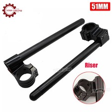CNC 7/8'' Raised 51mm Clip On clipon Fork Handle Bar Handlebars Black Universal