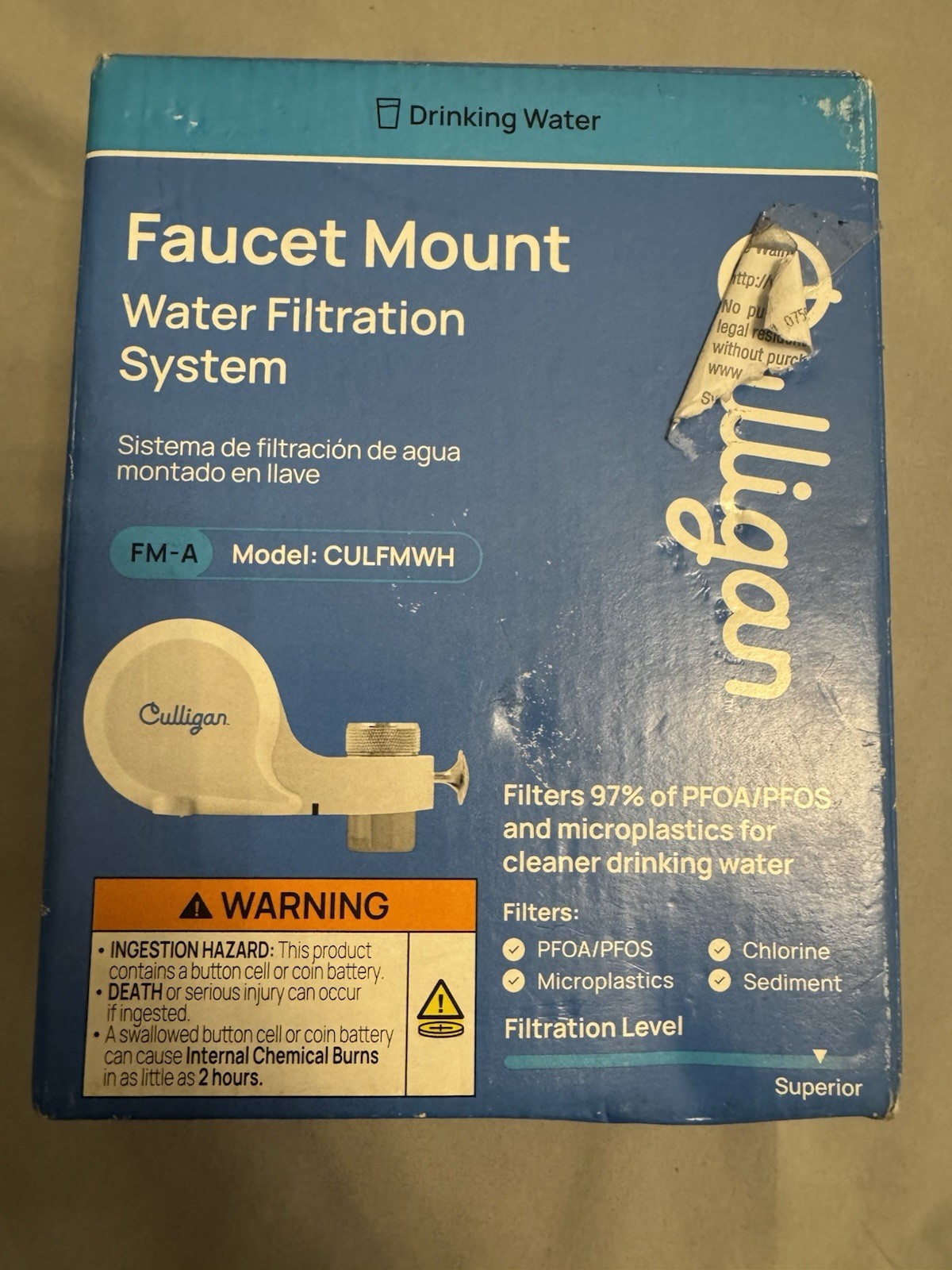 Culligan Faucet Mount Water Filtration System Model: CULFMCH