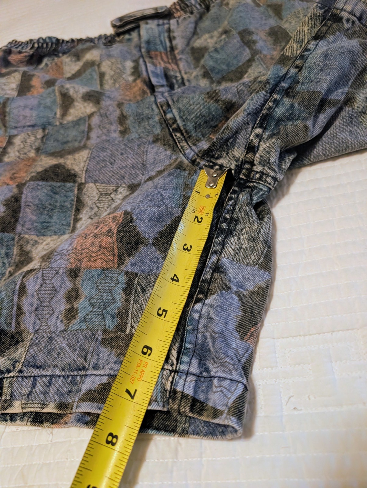 Vintage Stonewashed Patchwork Distressed Denim Sh… - image 10