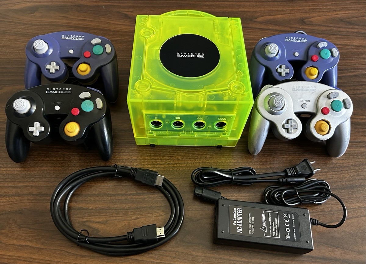 Nintendo GameCube Console CLEAR NEON YELLOW-HDMI Pluto Llx-1-4
